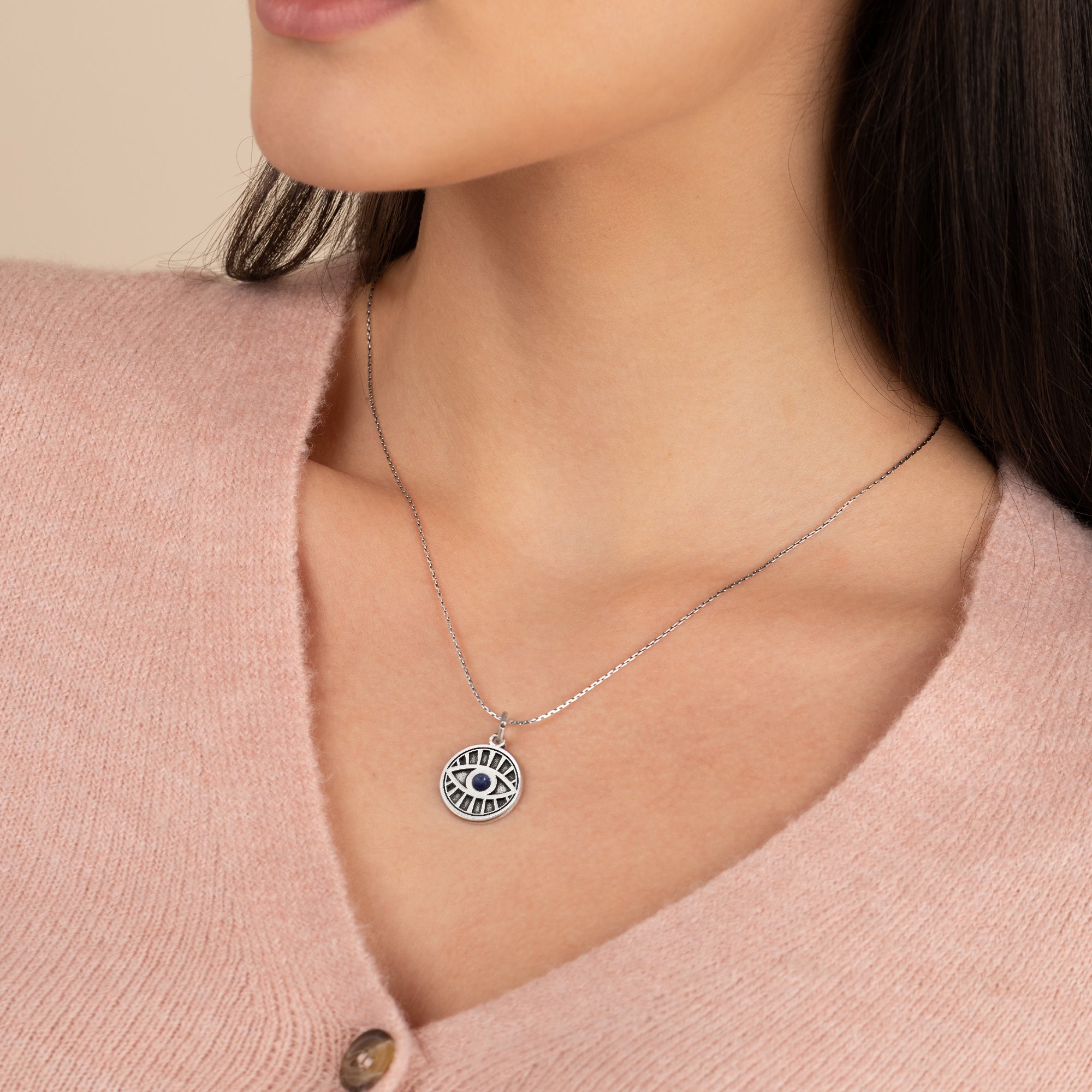 Evil Eye Necklace, Sodalite Gemstone