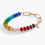 Rainbow Beaded + Chain Stretch Bracelet