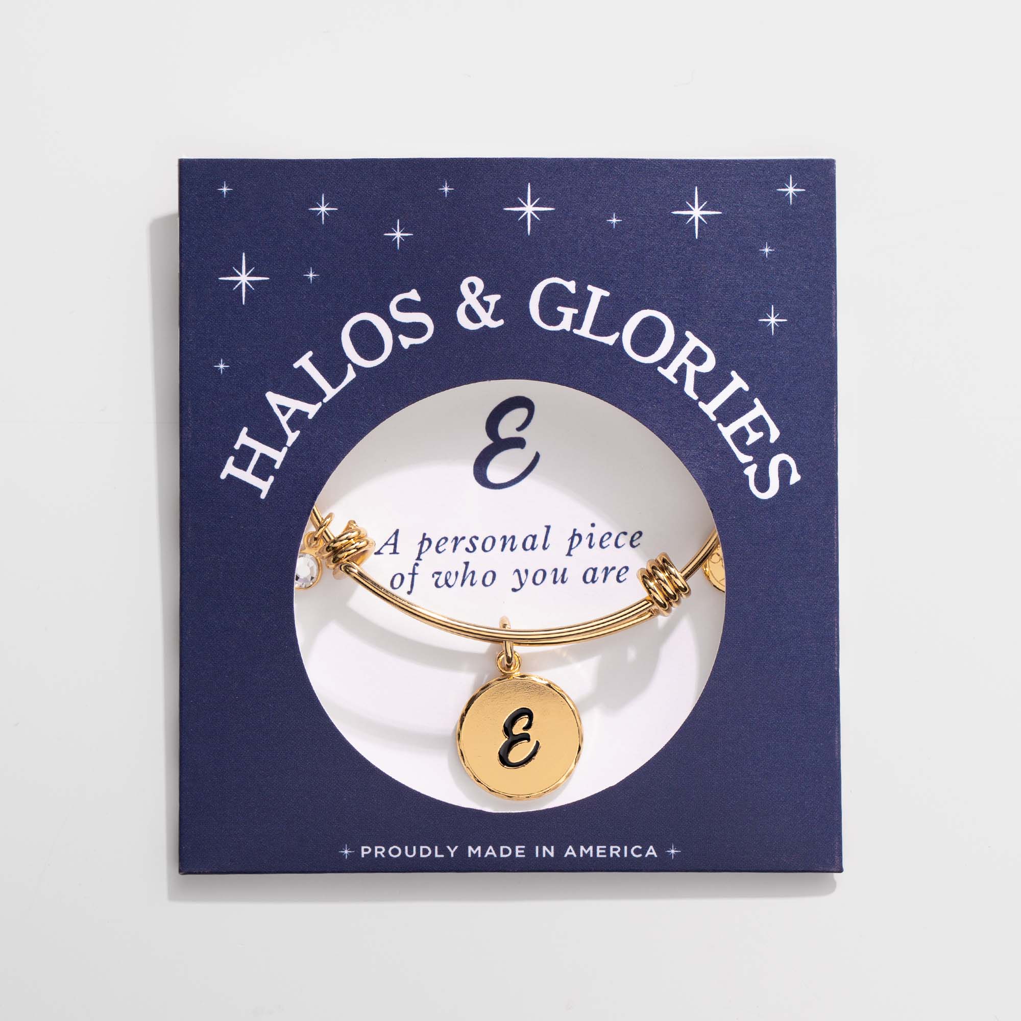 Letter E Charm Bangle, Halos & Glories