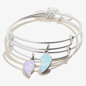Best Friend Charm Bangles, Purple + Blue, Set of 2