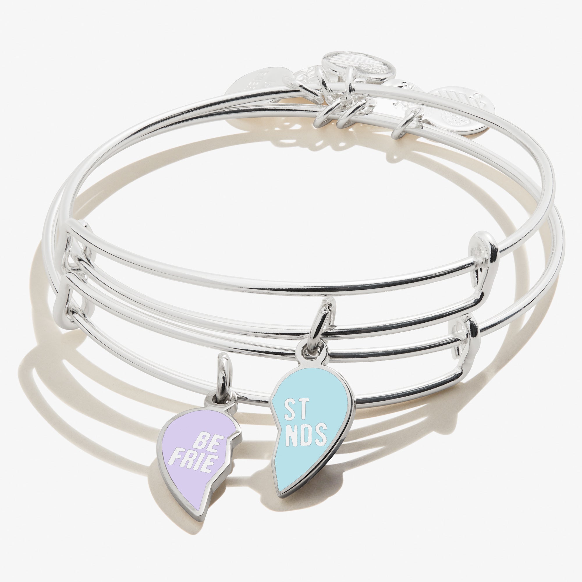 Best Friend Charm Bangles, Purple + Blue, Set of 2
