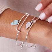 Best Friend Charm Bangles, Purple + Blue, Set of 2