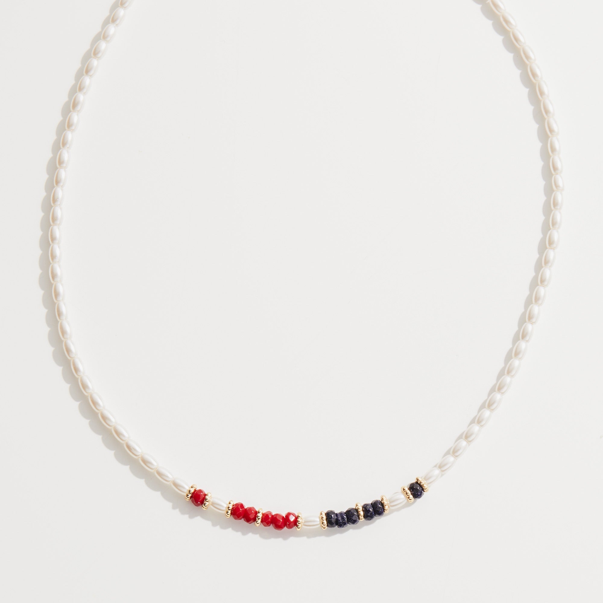 Celebration Red, White and Blue Pearl Necklace