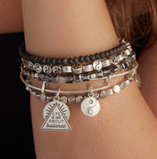 'Life Is All About Balance' Yin Yang Duo Charm Bangle