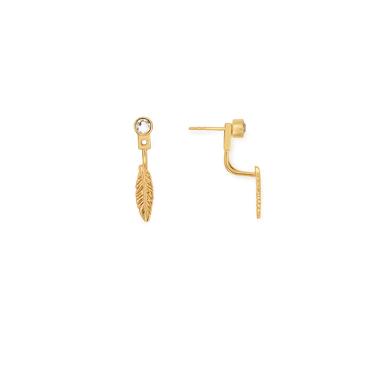 Feather + Crystal Drop Earrings