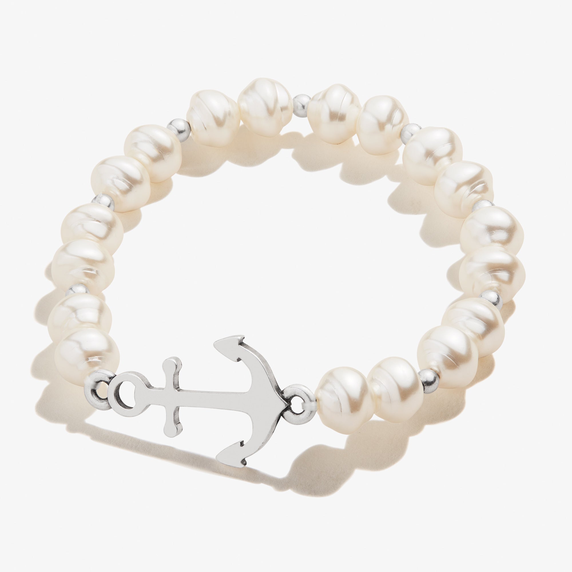 Pearl + Anchor Beaded Stretch Bracelet