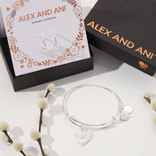 Pearl Heart Charm Bangle + Hoop Earring Set