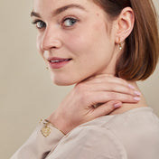 Pearl Heart Charm Bangle + Hoop Earring Set